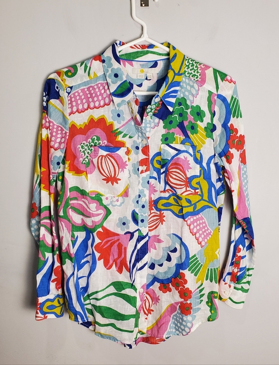 Boden Tops - Boden Women's Sienna Linen  Colorful Floral Button-Up Shirt Size 6P